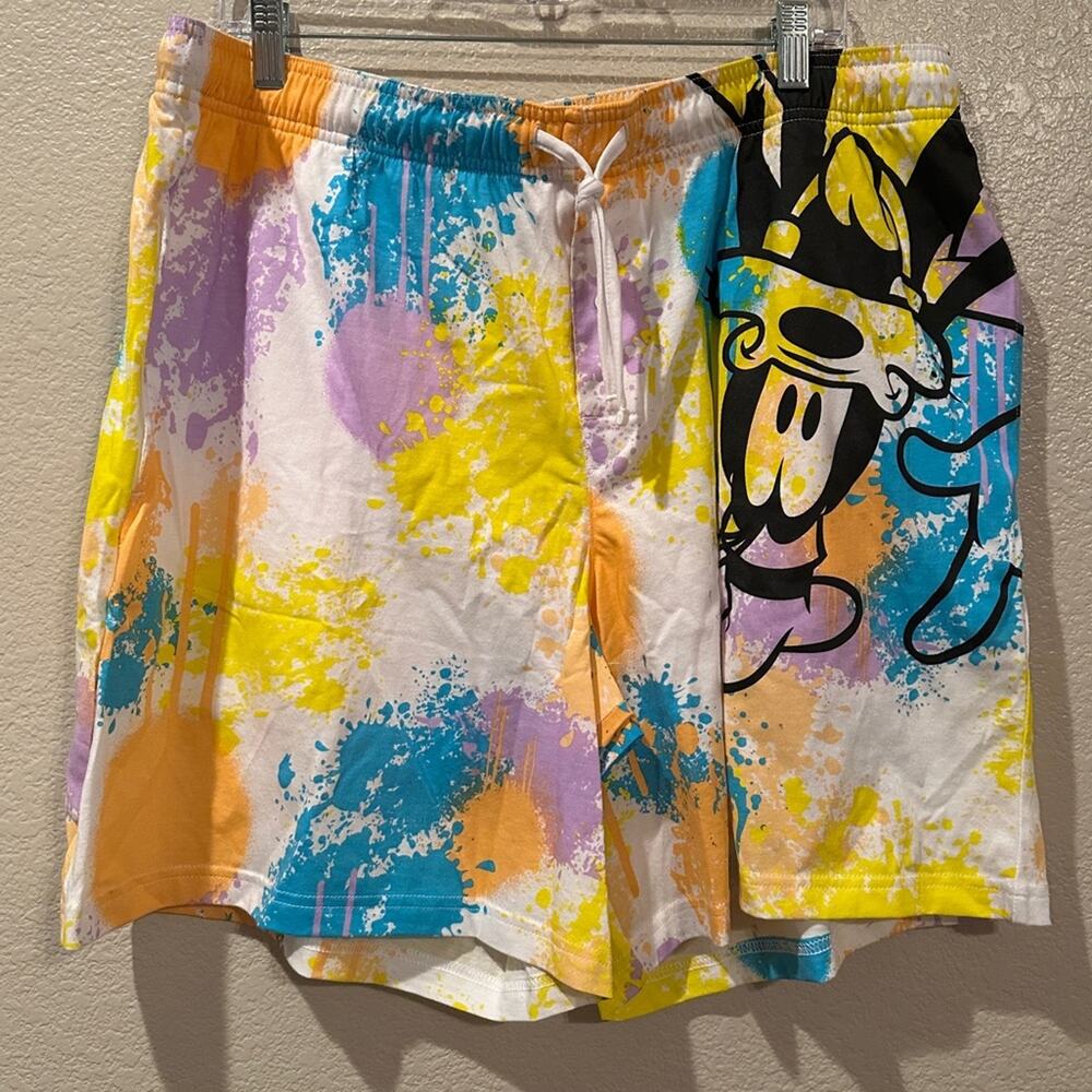 NWT Disney Parks Mickey and Friends Goofy Splatter Paint Lounge Short XL